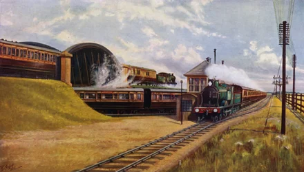 Drei London und South Western Railway Expresszüge am Battledown Junction, Hampshire