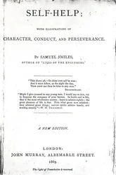 Titelseite von Self-Help; mit Illustrationen von Charakter, Verhalten und Ausdauer von Samuel Smiles, veröffentlicht 1869