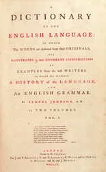Titelseite von Johnsons Wörterbuch der menschlichen Sprache, London, 1755