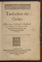 Titelseite von Tamburlaine der Große, von Christopher Marlowe