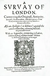 Titelseite zu A Survey of London von John Stow, veröffentlicht 1598