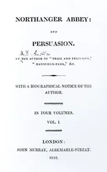 Titelseite zu Northanger Abbey und Persuasion von Jane Austen, Erstausgabe, 1818