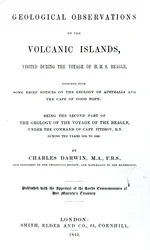 Titelseite zu Geological Observations on the Volcanic Islands von Charles Darwin, 1844