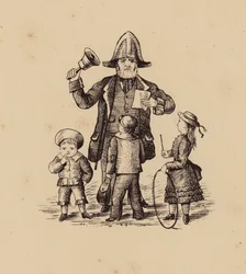 Stadtausrufer und Kinder