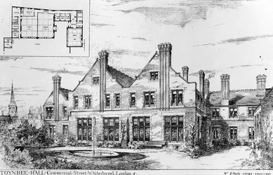 Toynbee Hall, Illustration aus The Builder, 14. Februar 1885
