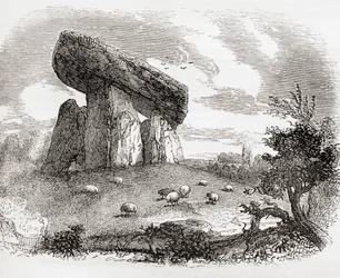 Trethevy Quoit, ein megalithisches Grab in Cornwall, England, aus Old England: A Pictorial Museum, veröffentlicht 1847