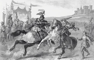 Zwei Ritter im Turnierkampf in Deutschland