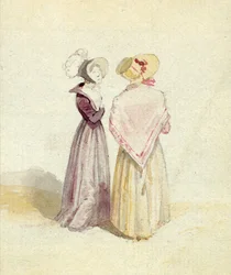 Zwei Frauen mit Hauben, ca. 1825
