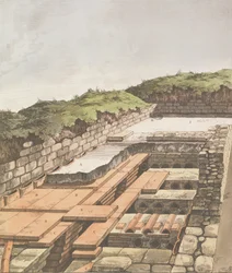 Unterirdisches Heizsystem für eine römische Villa in England, veröffentlicht 1797