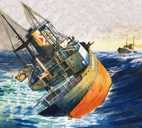 Unidentifiziertes Boot in unmittelbarer Gefahr zu sinken