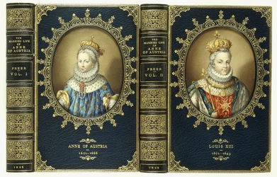 Oberdeckel-Set, mit zwei ovalen Porträts von Anne von Österreich und Ludwig XIII., 1865