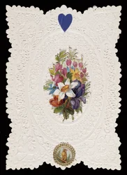 Valentinskarte mit Blumen, ca. 1840
