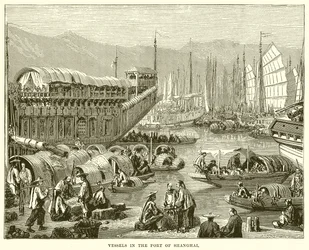 Schiffe im Hafen von Shanghai