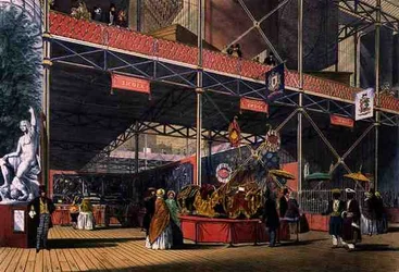 Ansicht vom Querschiff des Indien-Abschnitts der Großen Ausstellung von 1851, aus Dickinson