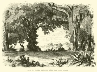 Blick auf Castel Gandolfo von der Villa Doria