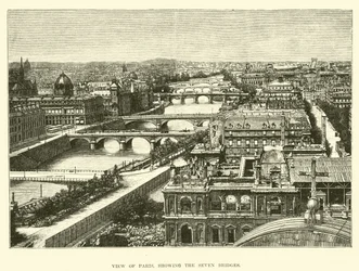 Ansicht von Paris, die sieben Brücken zeigend