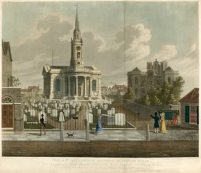 Ansicht der St Pauls Kirche, Deptford, London, und des Pfarrhauses