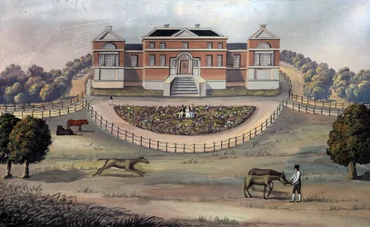 Ansicht eines Landhauses in einem Park, ca. 1825