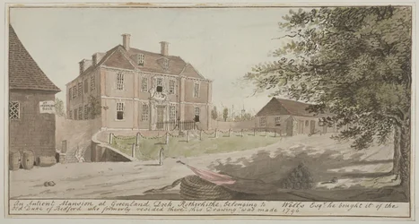 Ansicht eines alten Herrenhauses am Greenland Dock in Rotherhithe, Bermondsey, 1796