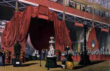 Ansicht der Skulpturen im österreichischen Bereich der Großen Ausstellung von 1851, aus 