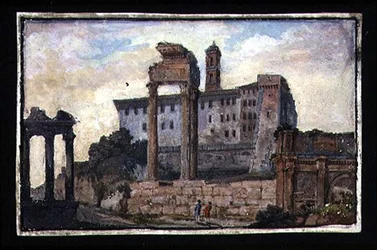 Ansicht des Kapitols und der Tempel von Castor und Pollux, Rom, ca. 1800