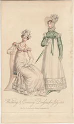 Spazier- und Abendkleider für Juli 1818, 1818