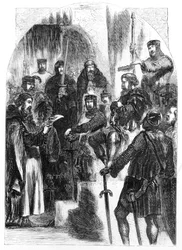 Wallace gekrönt mit Lorbeer im Westminster Hall