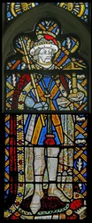 Fenster Ew mit Darstellung von St. Alban - mit farbigem Glas