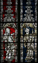 Fenster Ew, St. Peter und St. Thomas darstellend