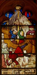 Fenster SaEw, Szene aus einer Legende des Heiligen Nikolaus: das Wunder des Jungen und des Bechers