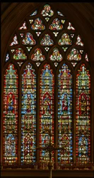 Fenster e-1 mit Noah, Abraham, David, Jesaja und Maleachi; Eva, die Schlange, Jungfrau und Kind, die Eherne Schlange und Moses