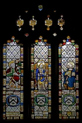 Fenster Nr. 5, Darstellung des Heiligen Christophorus, des Heiligen Michael und des Heiligen Petrus