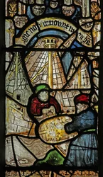 Fenster s2, die Geschichte der Arche Noah darstellend: Beladung der Arche