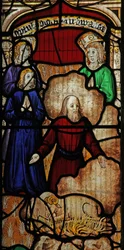 Fenster Nr. 2 zeigt die Geschichte der Arche Noah: Danksagung