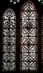 Fenster s5 mit zwei Lanzetten und geometrischem Grisaille