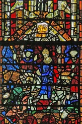Fenster w31, Darstellung von St. William, der die Ouse-Brücke überquert