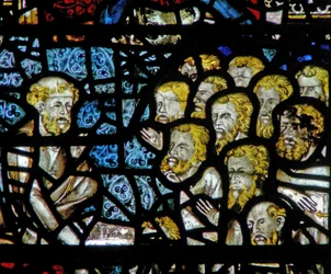 Fenster w3, Christus wäscht seinen Jüngern die Füße darstellend