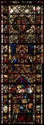 Fenster w42 mit einer Szene aus dem Leben der hl. Katharina: die Philosophen werden hingerichtet