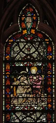 Fenster w58 mit dem ungläubigen hl. Thomas; Grisaille und Rand
