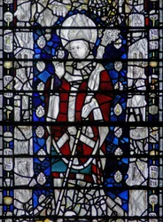 Fenster w6, St. Nikolaus; Rand mit Figuren darstellend