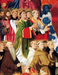 Religiöse Orden und Klerus, (Detail) aus dem Krönungsaltar der Jungfrau von Enguerrand Quarton (circa 1410-1466), Tempera auf Holz