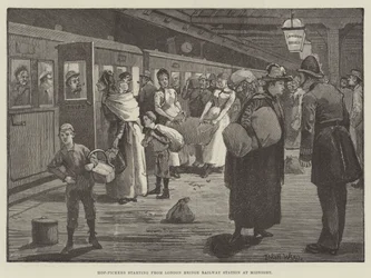Hopfenpflücker starten vom Bahnhof London Bridge um Mitternacht