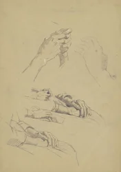 Sechs Studien von Händen, ca. 1870-90