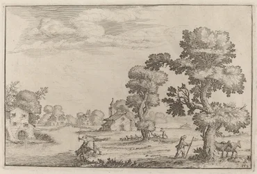 Dorf am See mit Hirten