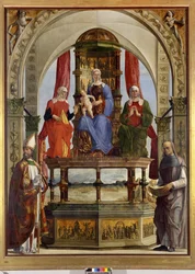 Thronende Jungfrau mit Kind, den Heiligen Anna, Elisabeth, Augustinus und dem Seligen Pietro degli Onesti