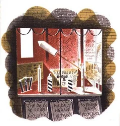 Der Zeitungshändler, gedruckt von der Curwen Press, aus High Street, von J.M. Richards, veröffentlicht von Country Life, 1938 (Satz von 24)