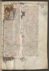 Ganzseitig: Text und historiierte Initiale: der Autor und seine Schüler