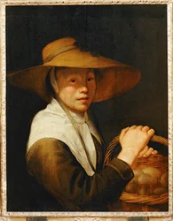 Mädchen mit einem Korb Eier