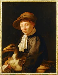 Das Kind mit der Gans, Sprichwort gegeben durch die Inschrift