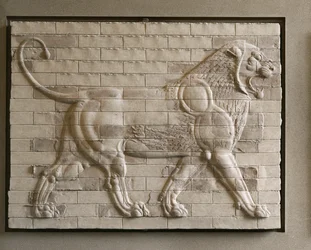 Löwe, farbig glasierte Fliesen, aus dem Osthof, Palast in Susa, Iran. 6.-4. Jh. v. Chr., Achämenidenzeit